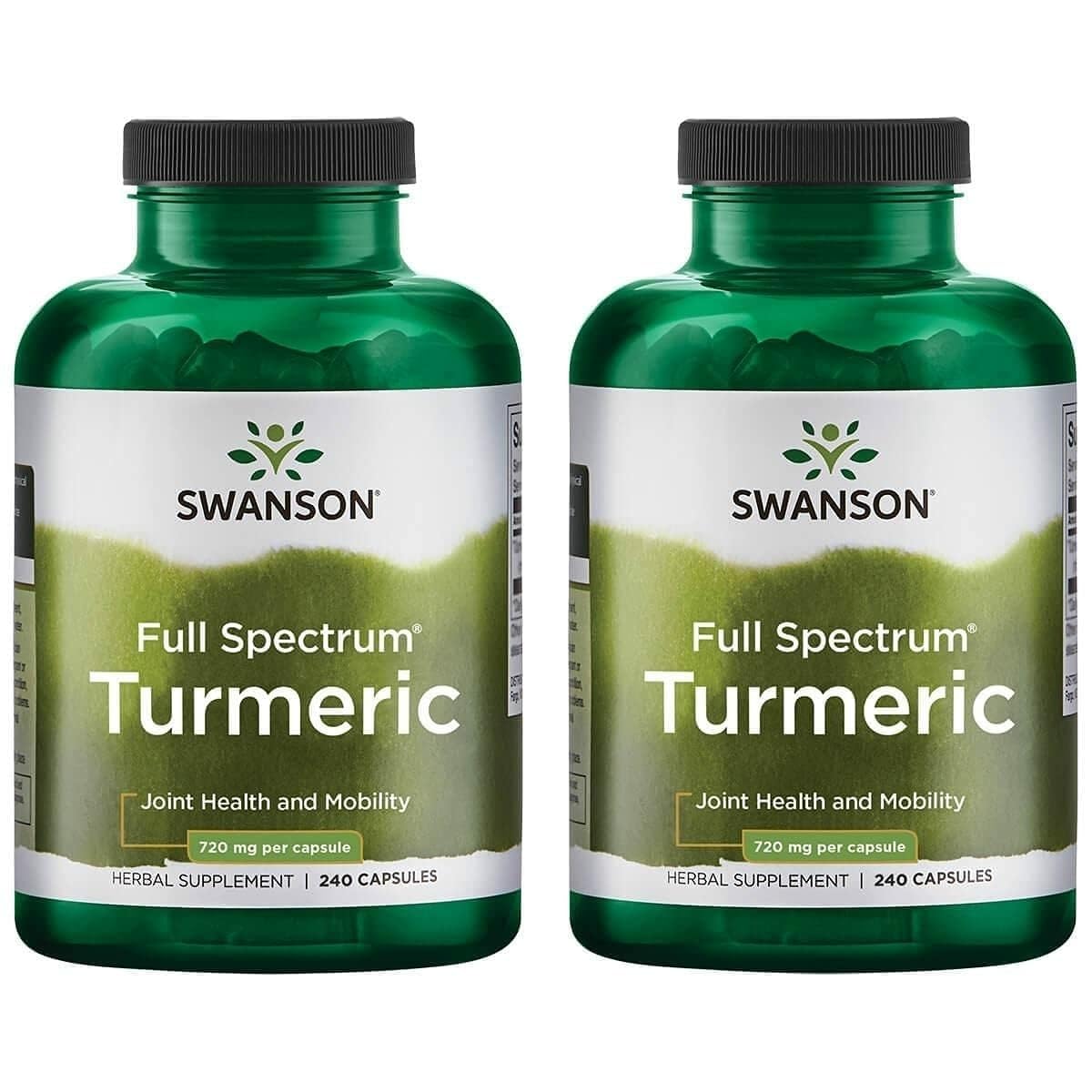 Swanson Full Spectrum Turmeric Curcumin, 240 Vegan Capsules, 2 Pack 240 Count (Pack of 2)