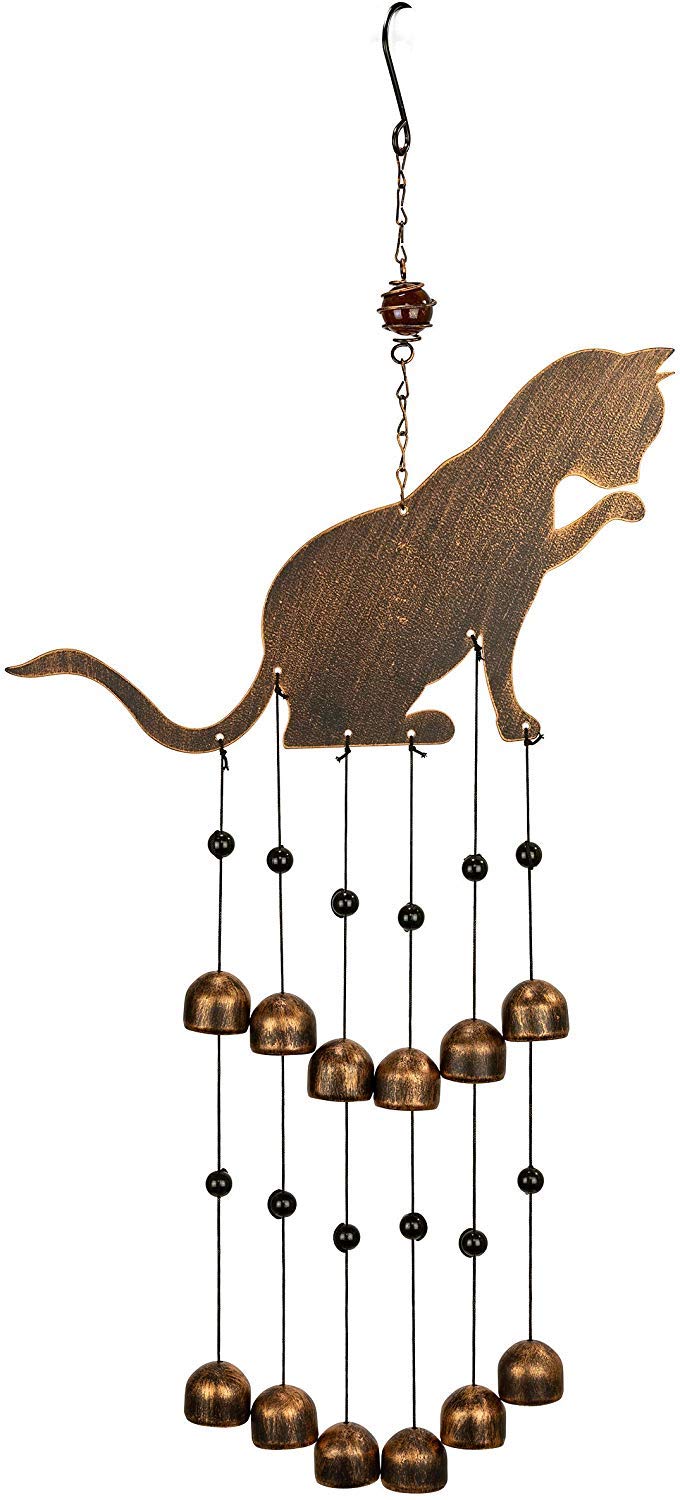 VP Home 25" H Fancy Cat Wind Chimes for Outside Unique Cat Memorial Windchime for Outdoor Decoration and Garden Decor Cat Chimes are for Women, Mom, Grandma, Unisex