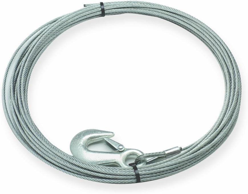 Superwinch 1577A Wire Rope assembly with Hook -1/4" x 50' - replacement wire rope for S5000