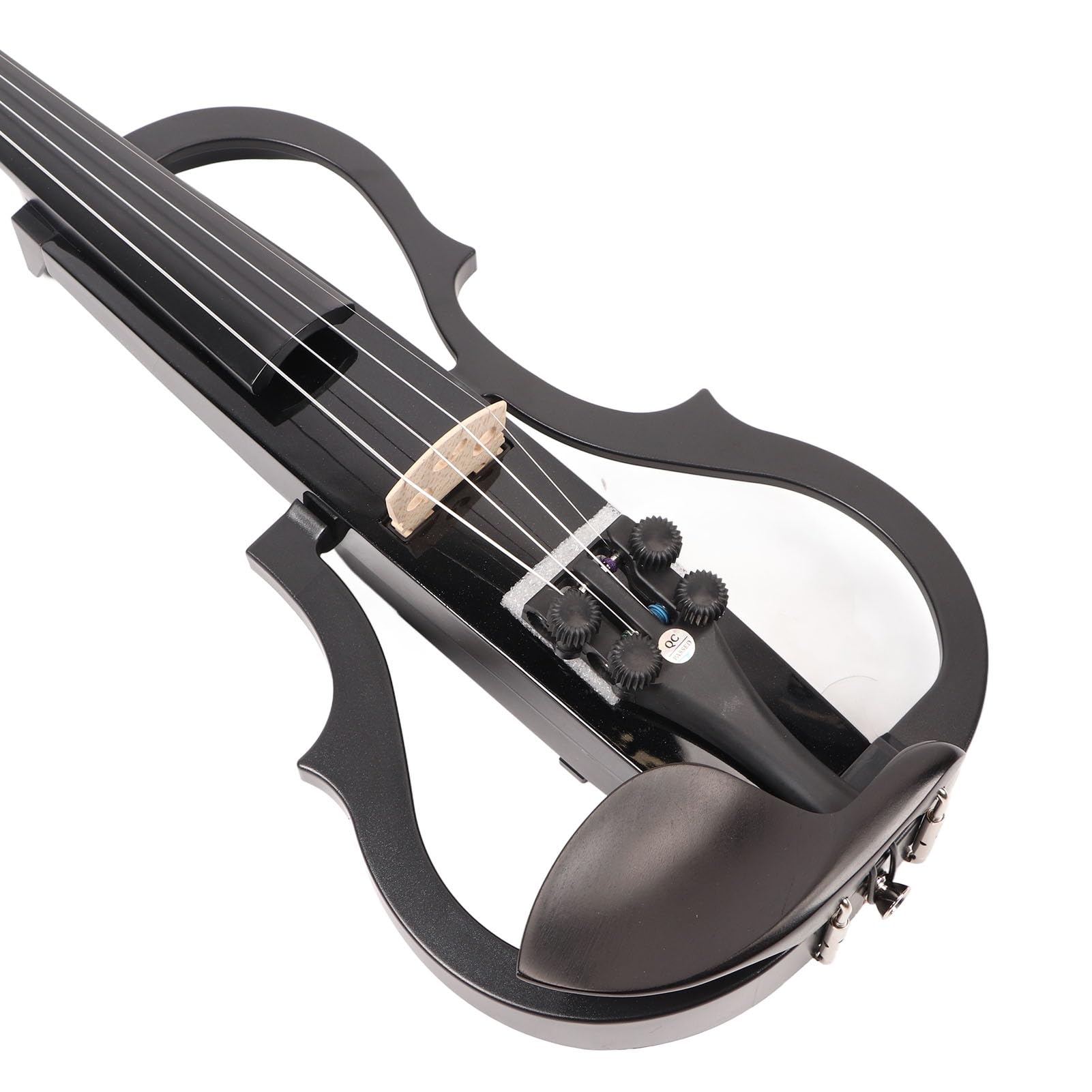 Violino Elettrico Silenzioso 4/4 con Suono Regolabile e Pickup Integrato per Esercitazioni Ed Esibizioni Adulti e Principianti Fibra di Carbonio Nero