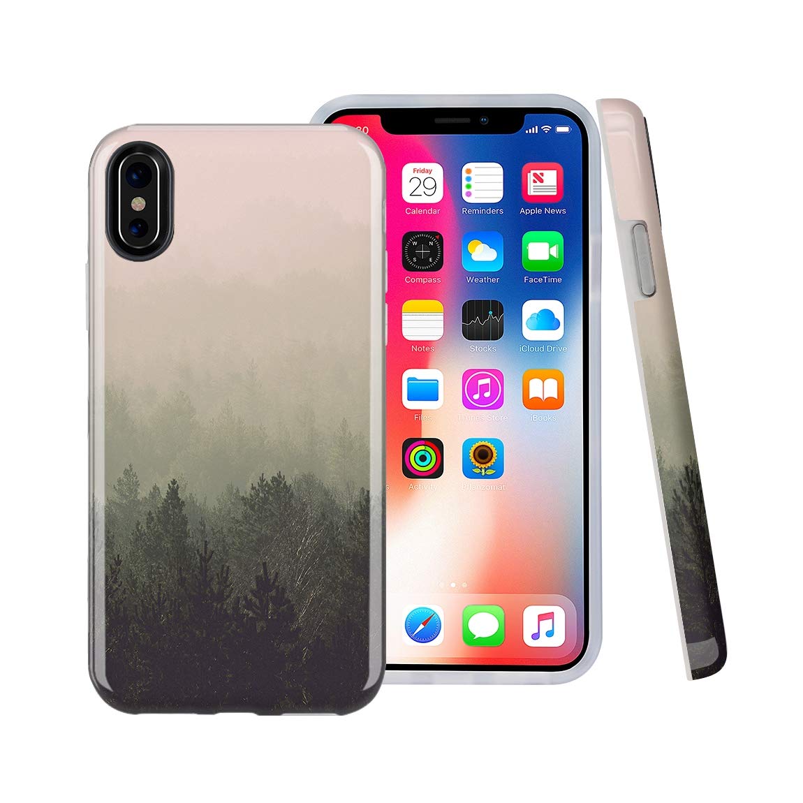 CASESOCIETY Misty Woodland Forest Design Bumper Glossy TPU Soft Rubber Silicone Shockproof Gel Cover iPhone Case Compatible with Apple iPhone X & iPhone Xs