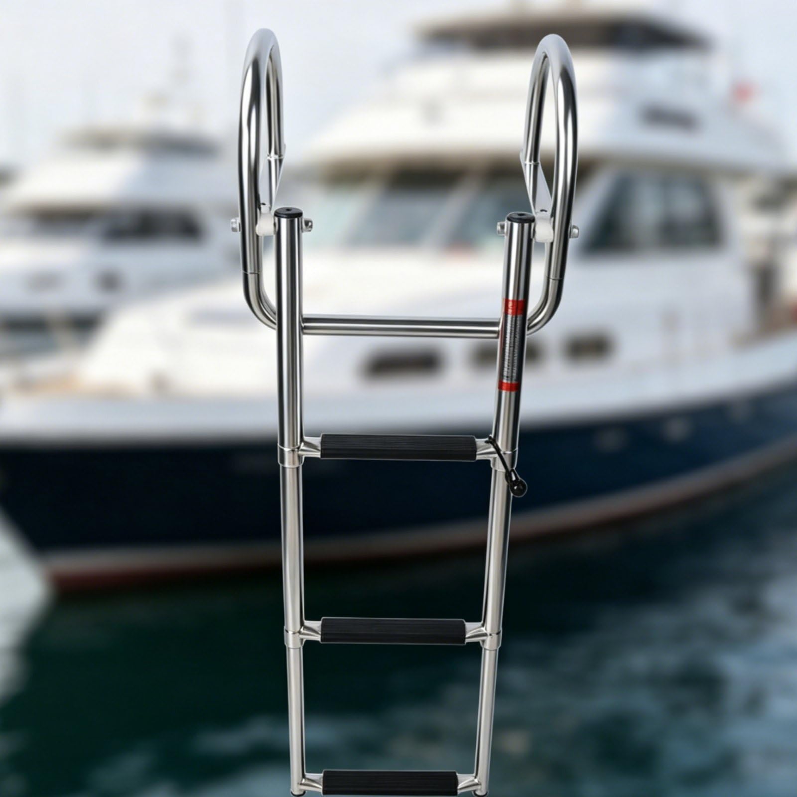 Échelle de Bateau Marine Échelle de Bain Échelle Télescopique Échelle Pliable Construction en Acier Inoxydable Résistante à l'eau Adaptée aux Retours, 4 Sections
