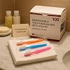 Single toothbrushes with toothpaste (100 pieces) individually hygienically packaged 4 under. Colors (4x 25 pieces)