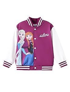 Disney Minnie Mickey Stitch Princess Frozen Elsa Marvel Jacket Lightweight Coat Button up Color Block Sweatshirt 2-14 Years