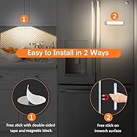 Vista 3 de VST Luz nocturna con sensor de movimiento para interiores de 1100 mAh, funciona con batería, luz debajo del gabinete con instalación de succión