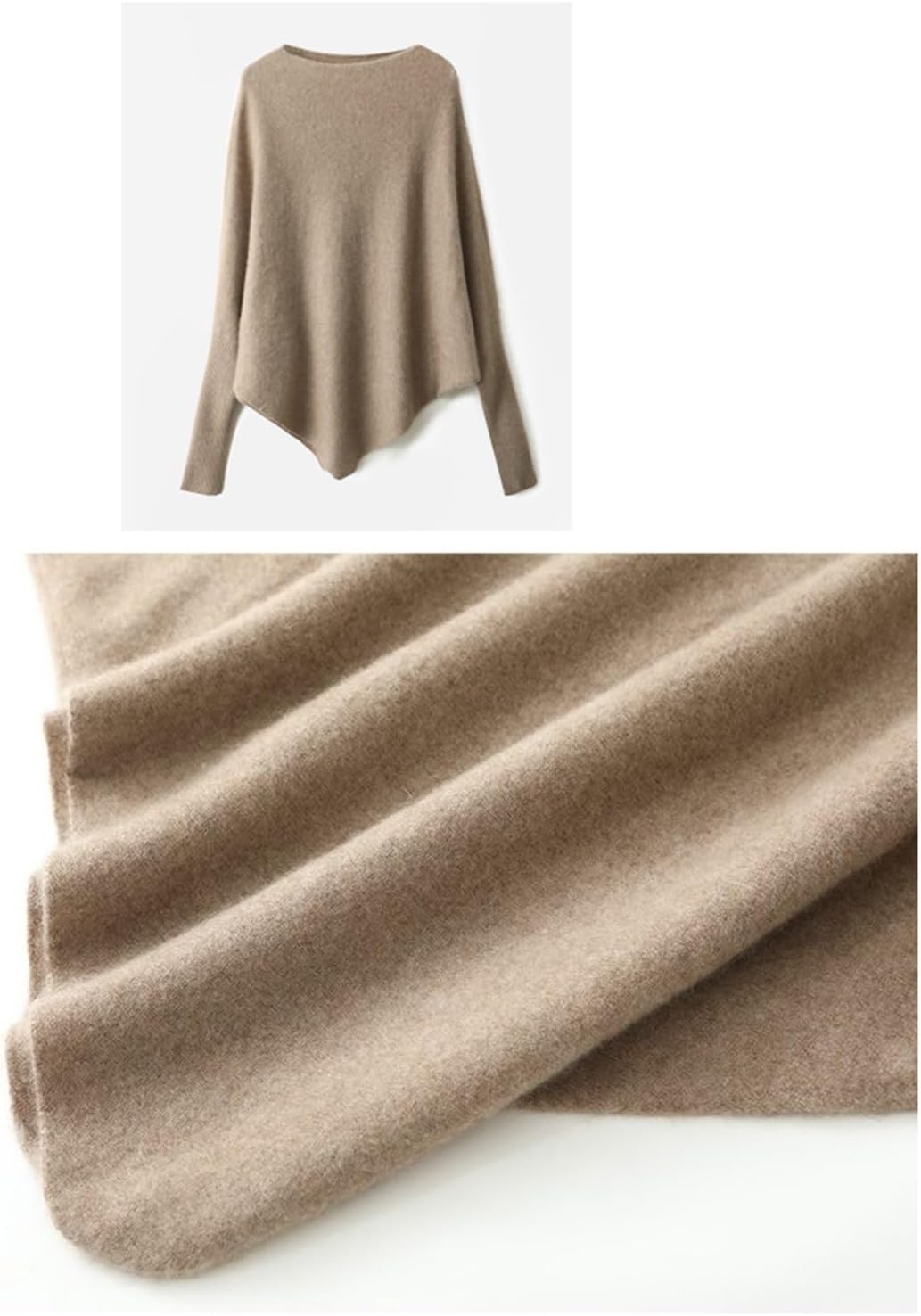 Loose Sweater Women's Boat Neck Long Sleeve 100% Merino Wool Knitted Pullover Autumn Winter Irregular Warm Tops