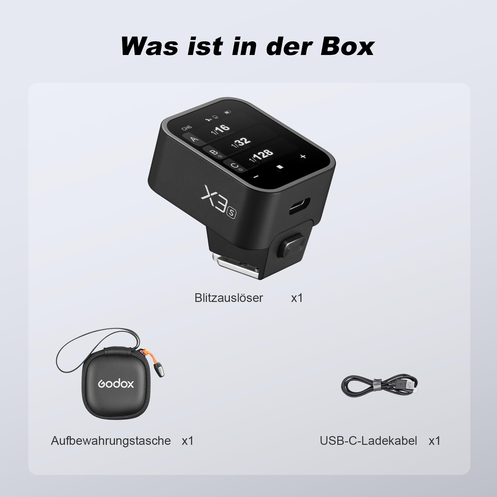 Godox X3-S Kabelloser Blitzauslöser OLED Touchscreen für Sony Kamera 2.4GHz Kabelloser 1/8000S HSS TTL Tcm Funktion Eingebauter Akku Rechargeable (Typ-c) Remote Kamerablitz Abzug für Sony