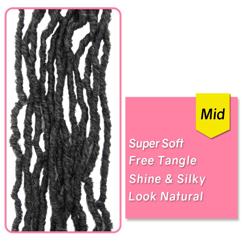 Faux Locs With Curly Ends, 30 Inch, 1B Natural Black, 6 Packs | Soft Locs Pre-Looped, For Women & Girls, Boho Goddess Hairstyle