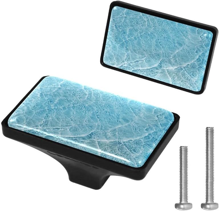 LORVIES Paquete de 4 pomos decorativos de 1.65 pulgadas para gabinete, rectangulares de vidrio ABS con un solo agujero, manijas de puerta de cajón