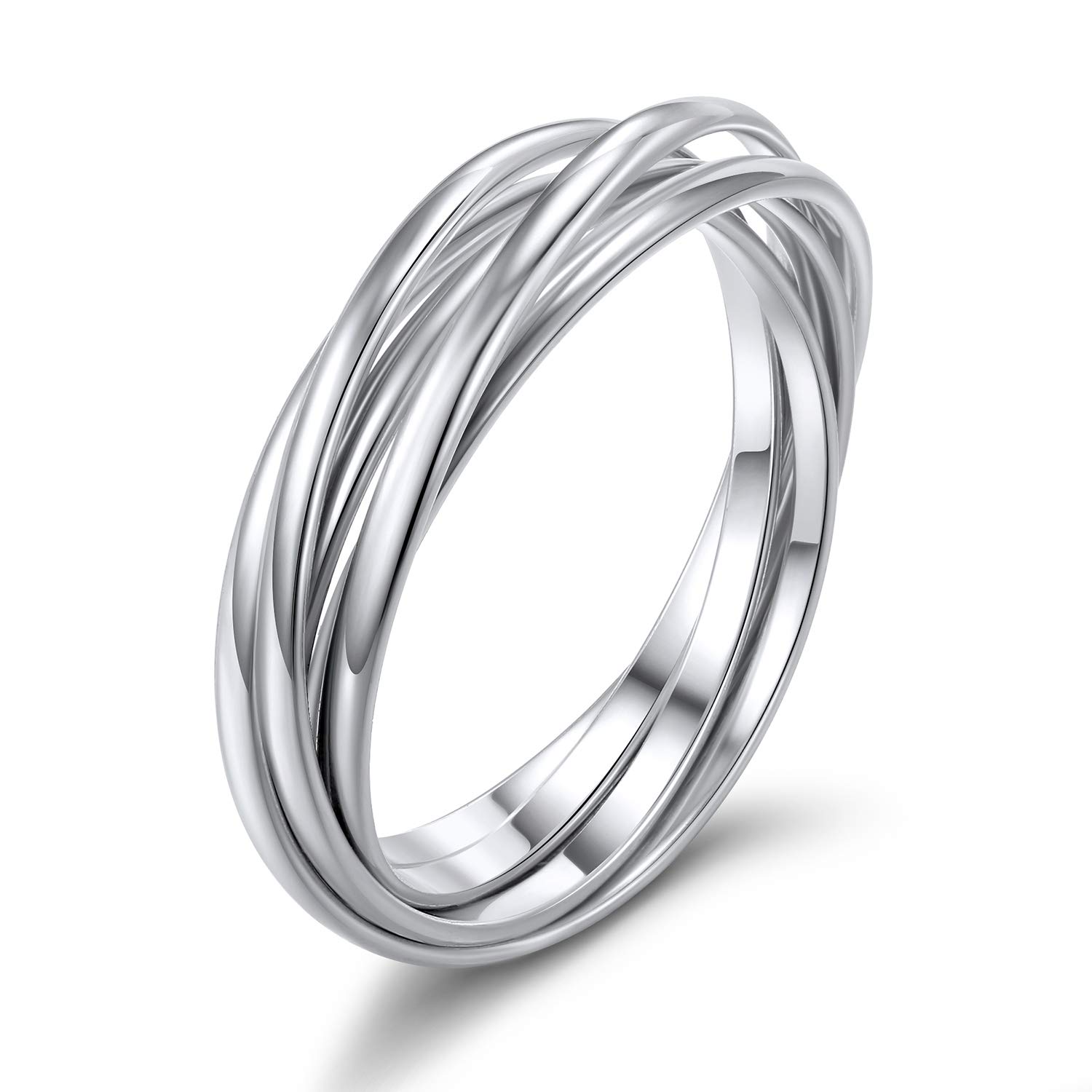 925 Sterling Silver Ring 5pcs Interlocked Rolling Ring Eternity Ring Set for Women
