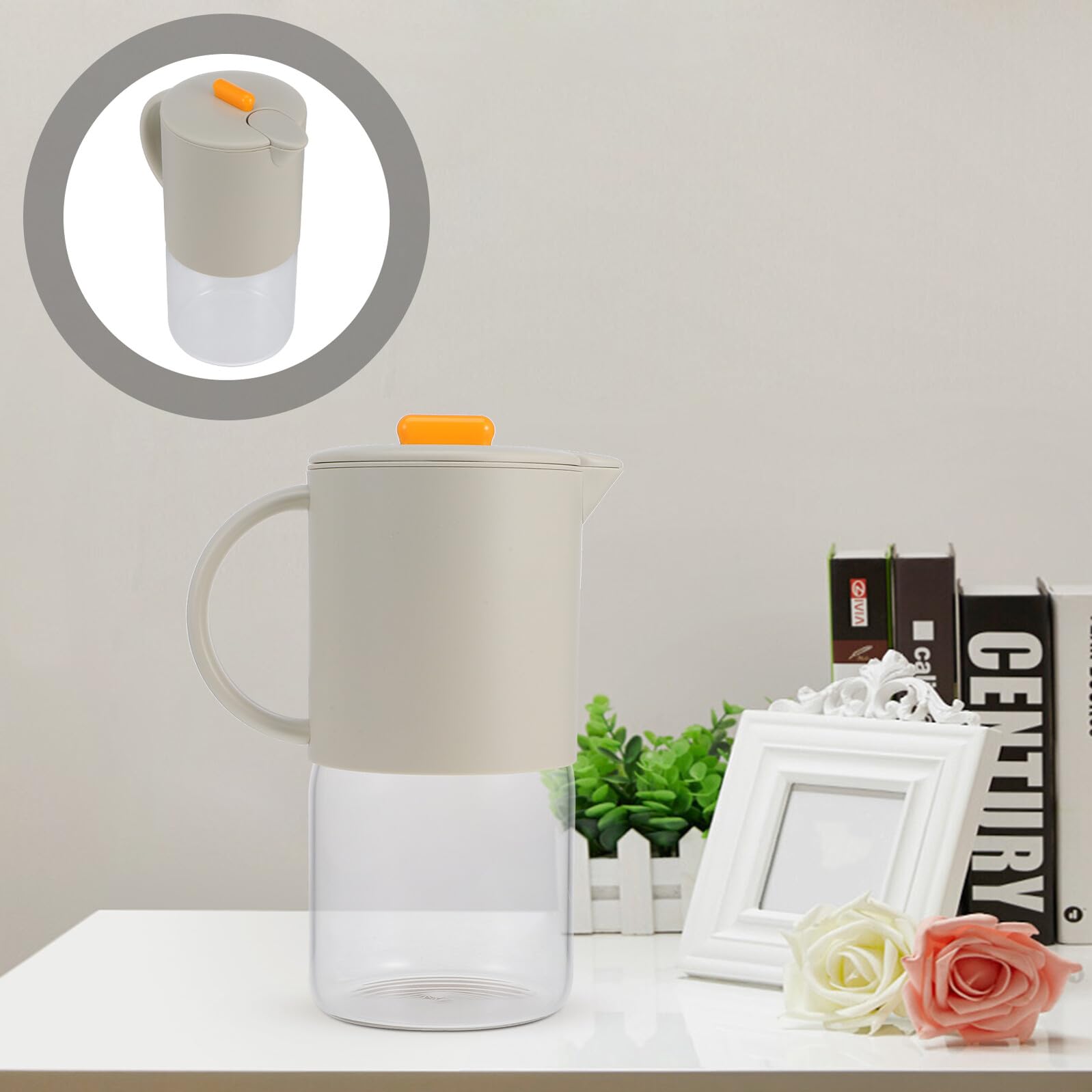Jarra de Agua Grande con Tapa Automática Capacidad Amplia para Jugos y Bebidas Frías Resistente y Fácil de Limpiar para Hogar y Fiestas