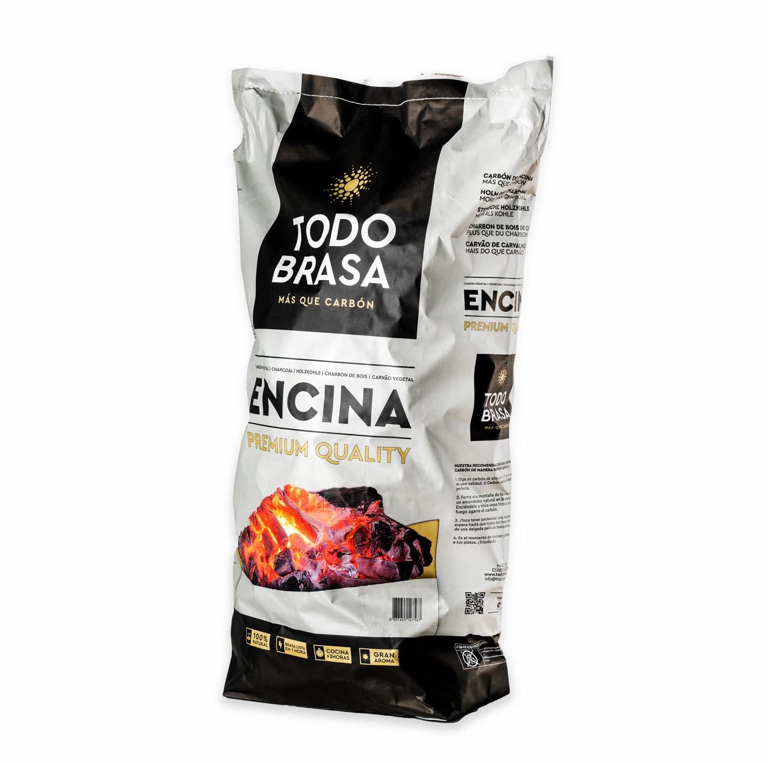 Peyca Carbon Vegetal de Encina Premium - Todobrasa. Gran Poder calorifico. Gran duracion. Ideal para BBQ, Parrilla y Horno. (15KG)