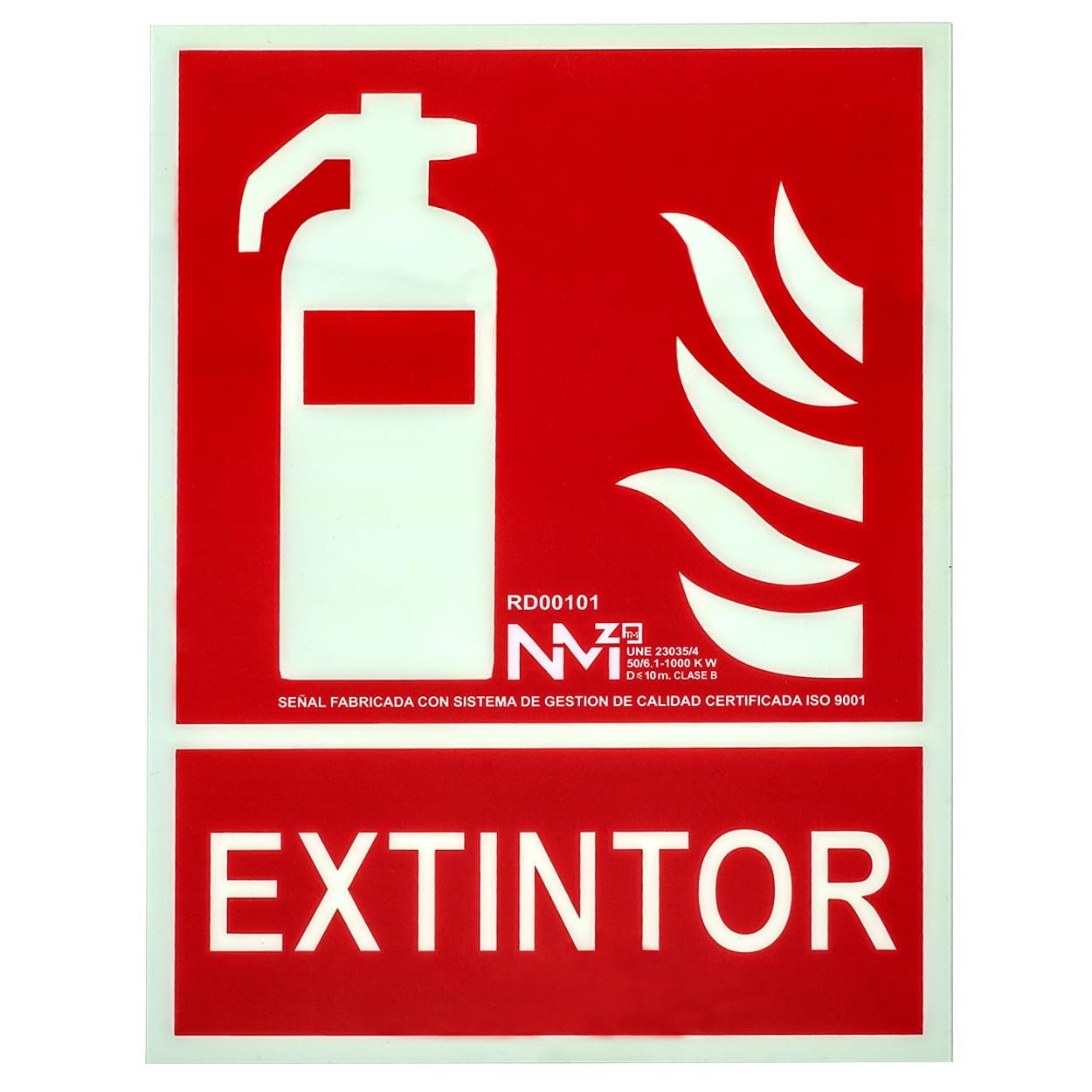 Normaluz RD00101 - Señal Luminiscente Extintor Homologada, 21x 30 cm, Clase B PVC 0.7mm