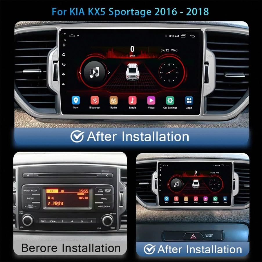 Carplay Inalámbrico Android Auto Pantalla Coche 2 DIN KIA Sportage 2