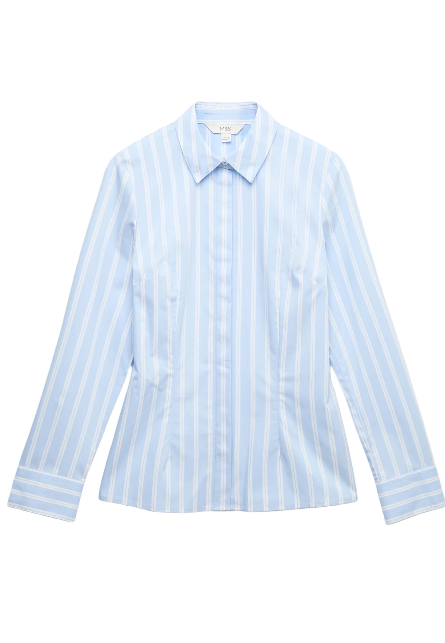 Marks & Spencer Damen Baumwolle Hemd Regular | Ärmellänge: Cap-Ärmel, Rundhalsausschnitt, Kentkragen, Zum Reinschlüpfen, Leicht