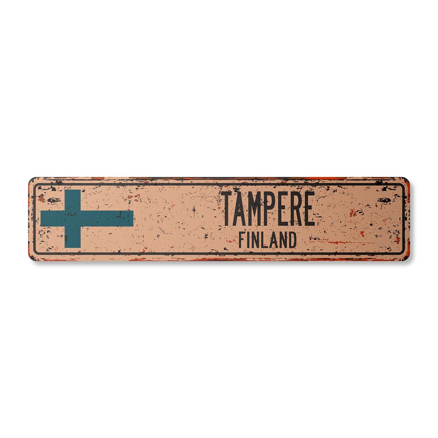 TAMPERE FINLAND Vintage Street Sign Finnish Finn flag city country road rustic