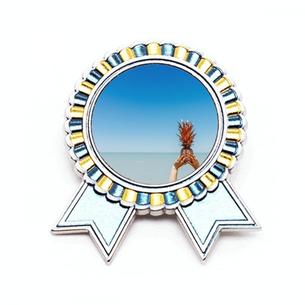 Broche sable et image de mer en métal résistant taille M