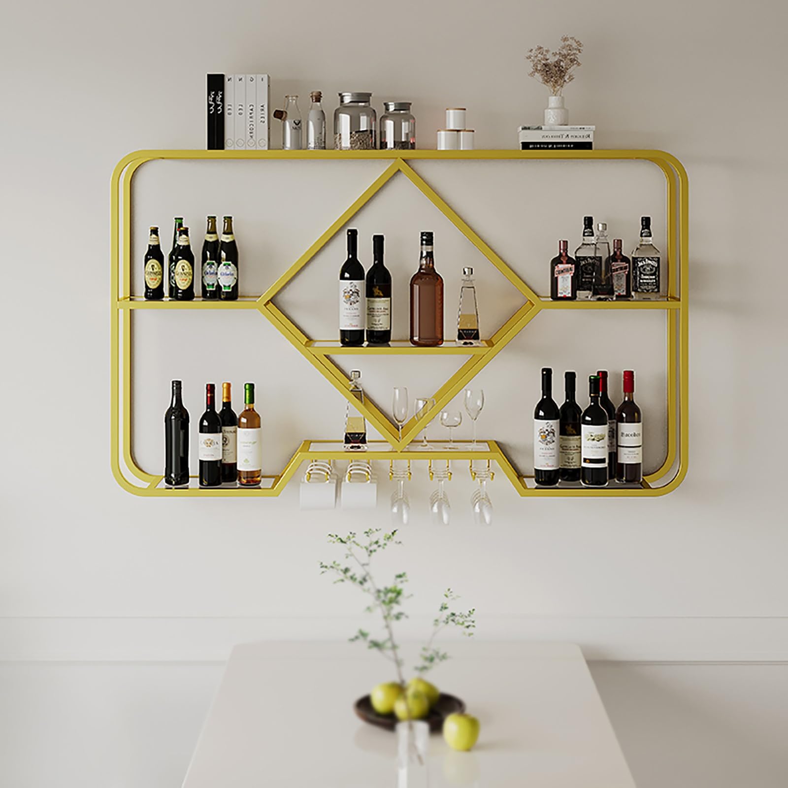 Botellero Vino Pared,Estantería De Botellas De Vino,Soporte Colgante Para Copas De Vino,Estante De Almacenamiento De Botellas De Vino De Cocina De Bar,Enfriador De Vino,Botelleros,Wine Rack ( Color :
