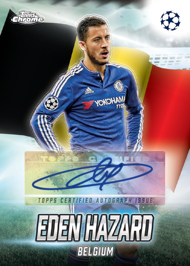 2024-25 Topps Chrome® UEFA Club Competitions - Value Box. 7 confezioni per scatola, 4 carte per confezione.