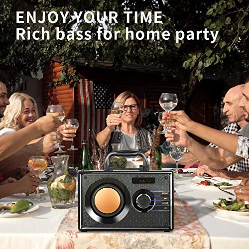 Portable Wireless Bluetooth Speakers With Fm Radio Subwoofer Mp3 Player Remote Control Aux, Rich Bass Party Speaker, Clear Stereo Sound Outdoor Home Desktop Speakers For Phone Pc Computer Tv(Black) #TOP6