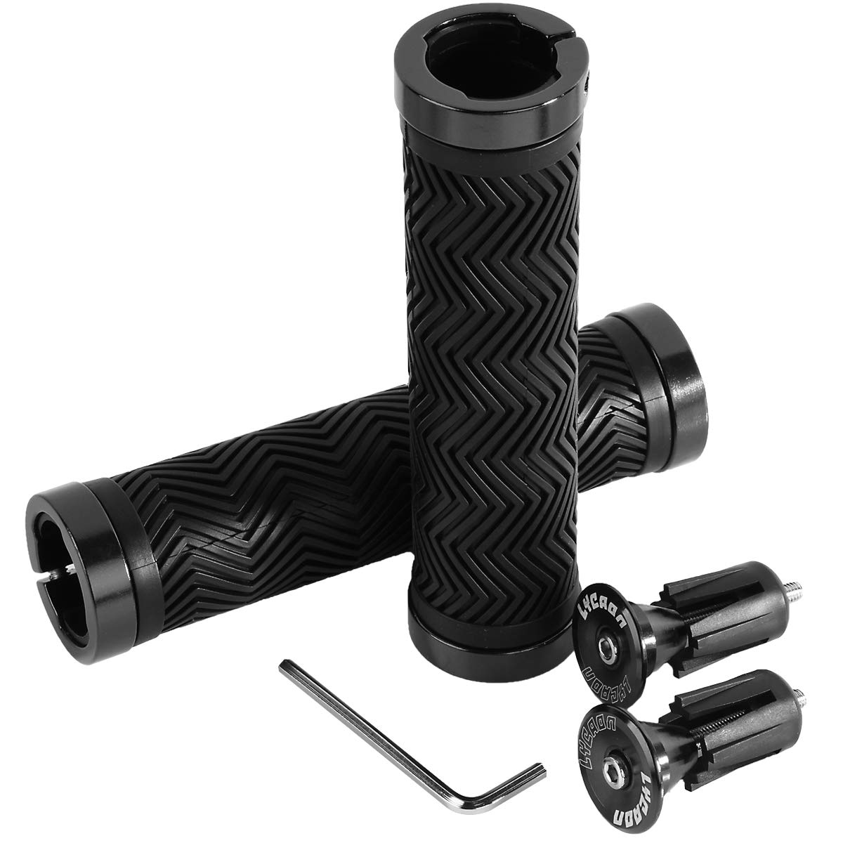 LYCAON Puños de Manillar de Bicicleta, Antideslizantes de Caucho con Bloqueo de Aleación de Aluminio