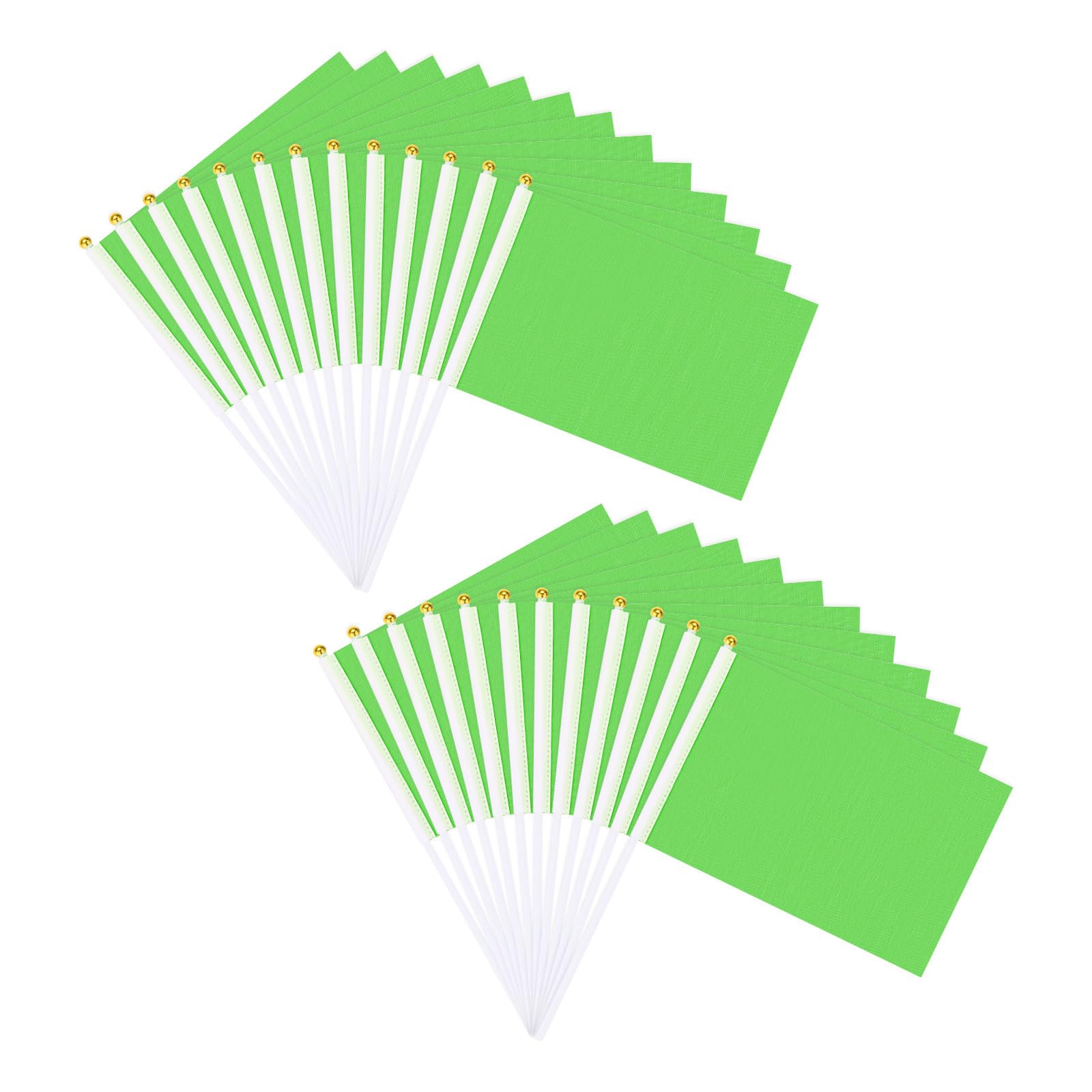M METERXITY 25-Pack Solid Blank Hand Held Flags 5x8in Polyester Green