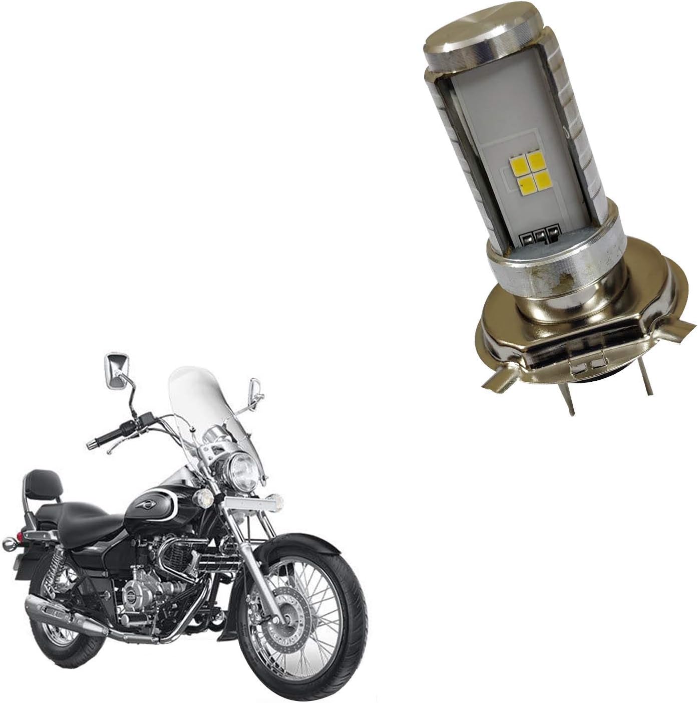 Adroitz H8 Super High & Low Beam Bike Headlight Bulb-White for Bajaj Avenger Cruise 220