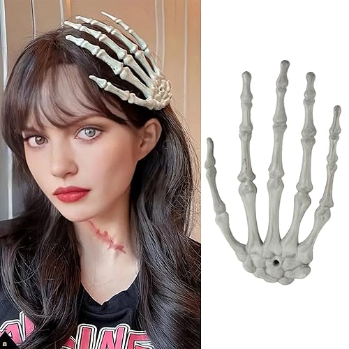 Pinza para el cabello de mano de esqueleto de Halloween, horquilla de horror con diseño de calavera de terror, accesorios para el cabello de