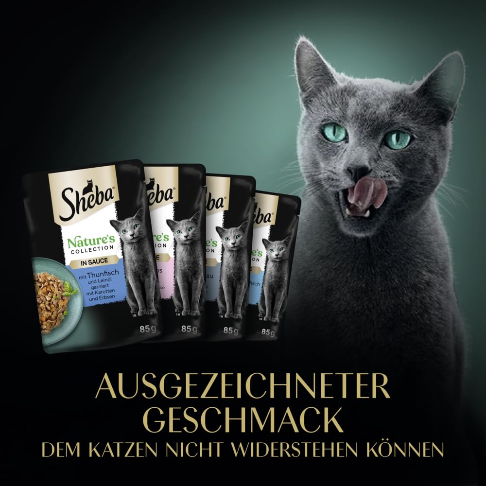 Sheba Nature´s Kolekcja dla dorosłych kotów, selekcja ryb w sosie, mokra karma dla kotów, świeżość 85 g (zestaw 12 sztuk)