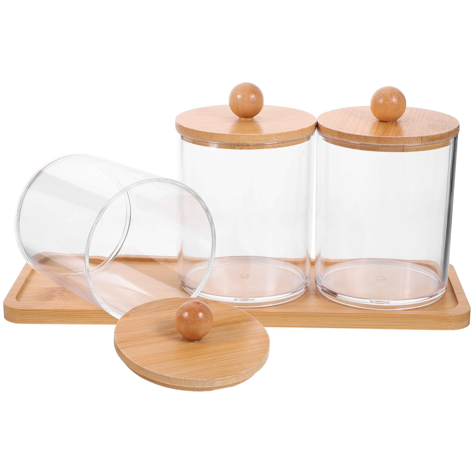Amosfun 3 Sätze Make-up- Schminktisch Kommode Wattepaddosen Für Wattebällchen Multifunktionale Badezimmer-waschtisch-organizer Wattepads P.s