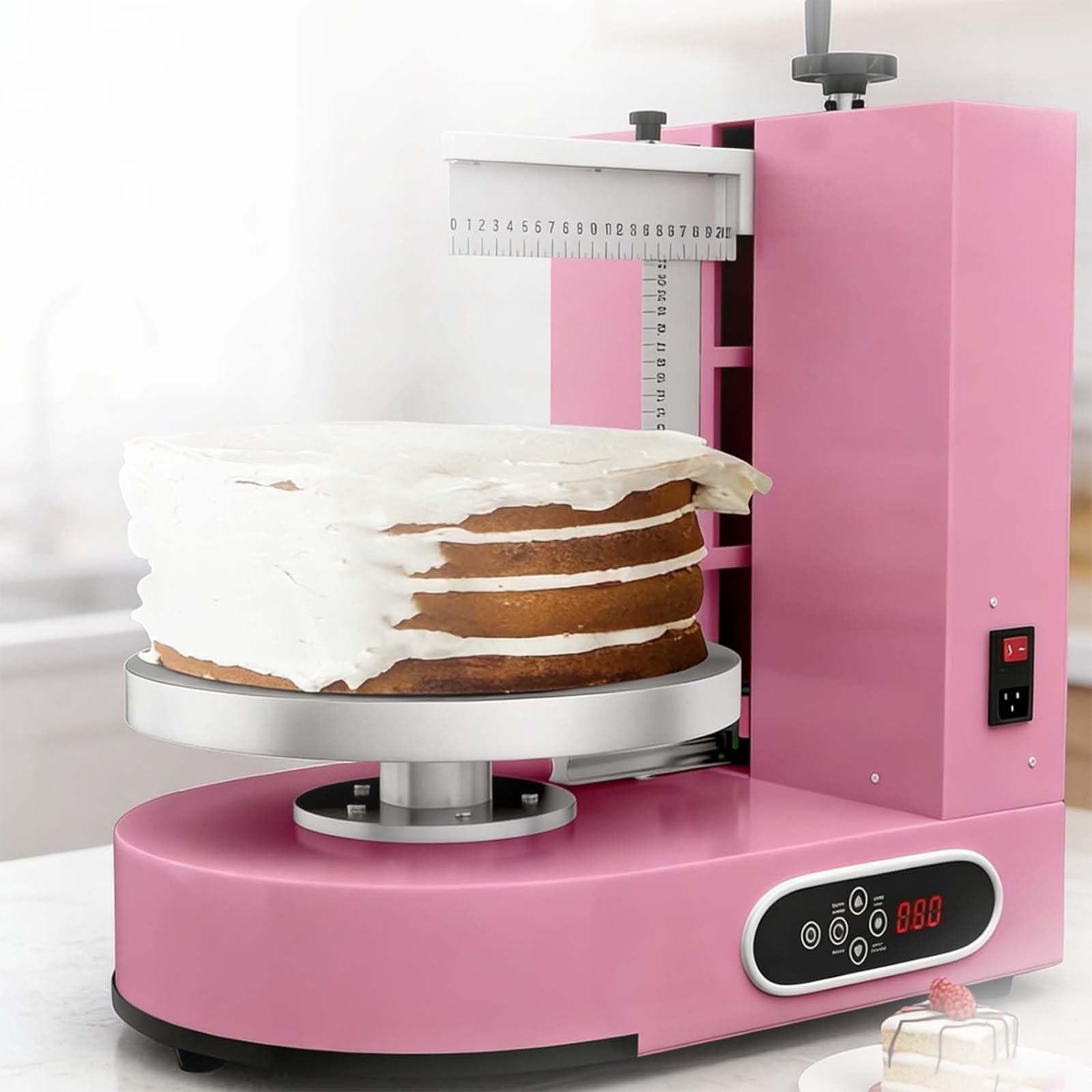 Automatyczna Maszyna Do Lukrowania Ciast, 60-320 Rpm, 200 W Elektryczny Rozsmarowywacz Kremu Maślanego Dla Ciast 4-12”, Regulowany System Skrobaka Z Dotykowym Panelem Lcd(Pink)