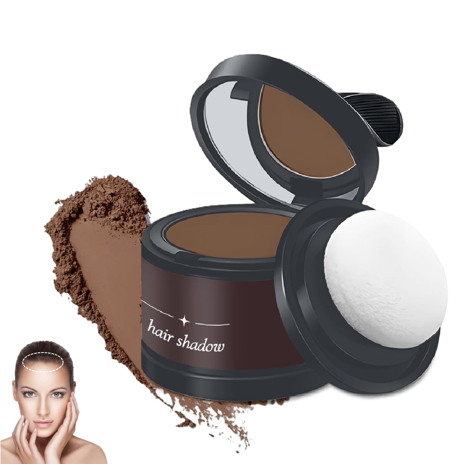 Ritocco Ricrescita Capelli,Polvere per Capelli Waterproof Correttore,Correttore per Radice dei Capelli,Polvere per Ritocchi Radici,per Infoltimento Capelli,Nasconde la Perdita di Capelli,Marrone