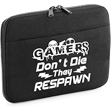 Gamers Don't Die They Respawn Funny Retro Gamer Enthusiast PC Gamer Console Game Gift for Him or Her Tech Organiser iPad Mini/Air/Pro, Universal Travel Gadget Bag. Black
