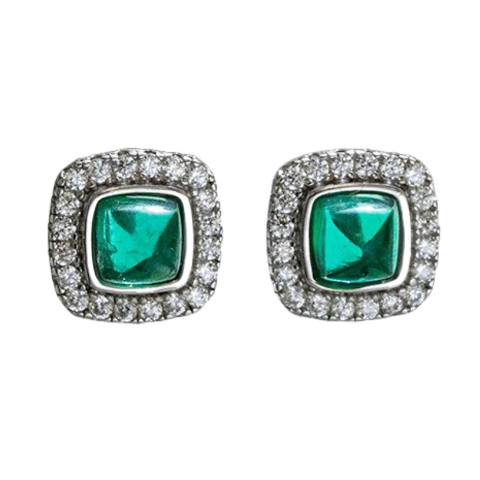 KnSam Prawdziwe złoto biżuteria białe złoto Au750 kolczyki sztyfty, 0,8 ct laboratorium stworzone szmaragdowe kolczyki klasyczne szlif popielaty czerwony, damskie kolczyki z moissanit 18K