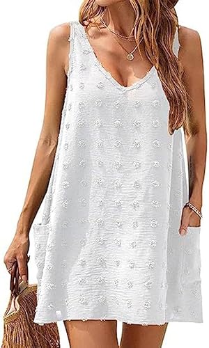 TBSCWYF Vestidos de mujer cubre traje de playa floral vestidos mujer verano verano casual sin mangas corto playa vestidos de vacaciones Vestido de playa Beach Dress Pareo de playa Boho Borla, Color