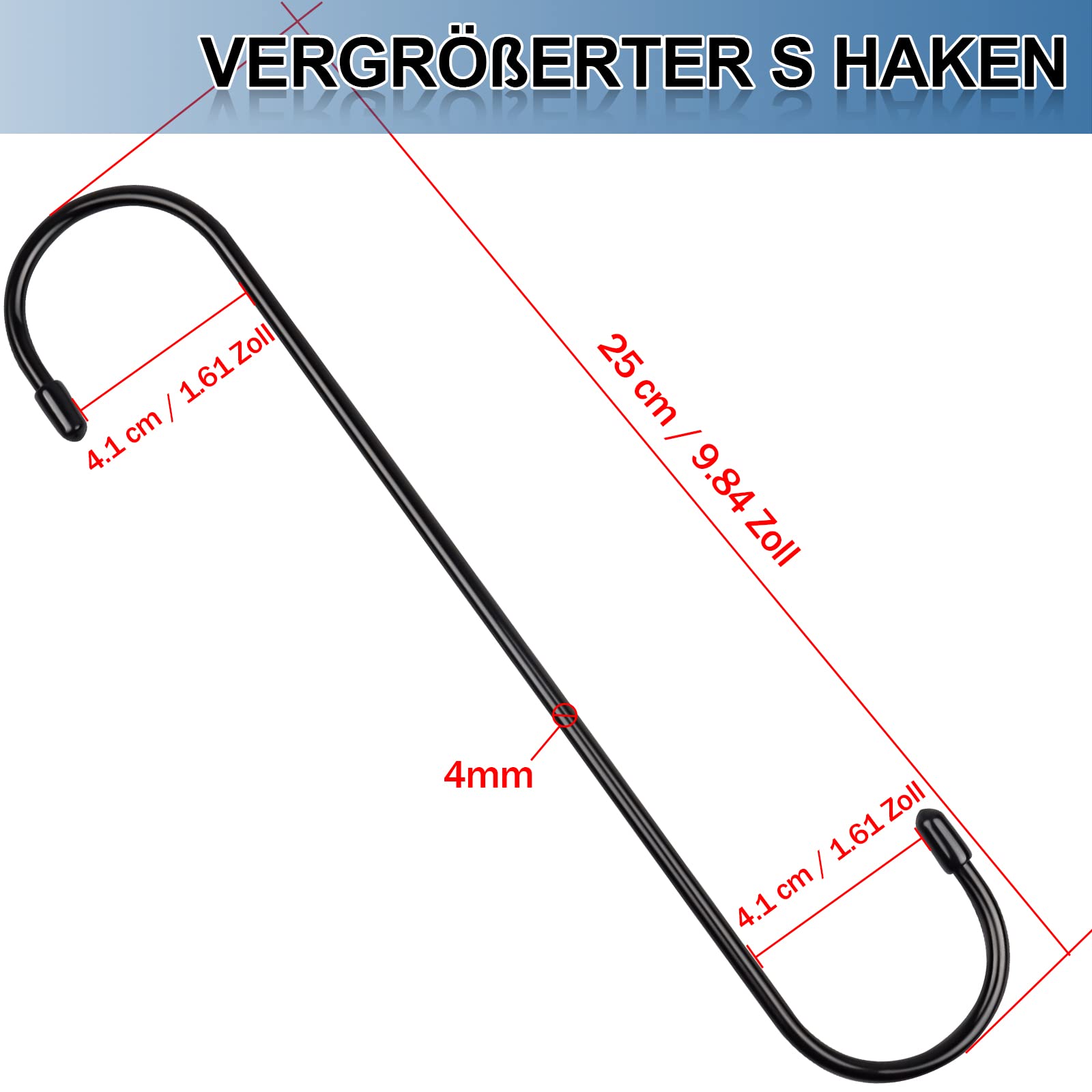 JatilEr 6 Ganci A S Grandi 9 Pollici – 25 Cm, Anti-Ruggine, Metallici, Portata 15 Kg, Per Appendere Piante, Uccelliere, Cucina