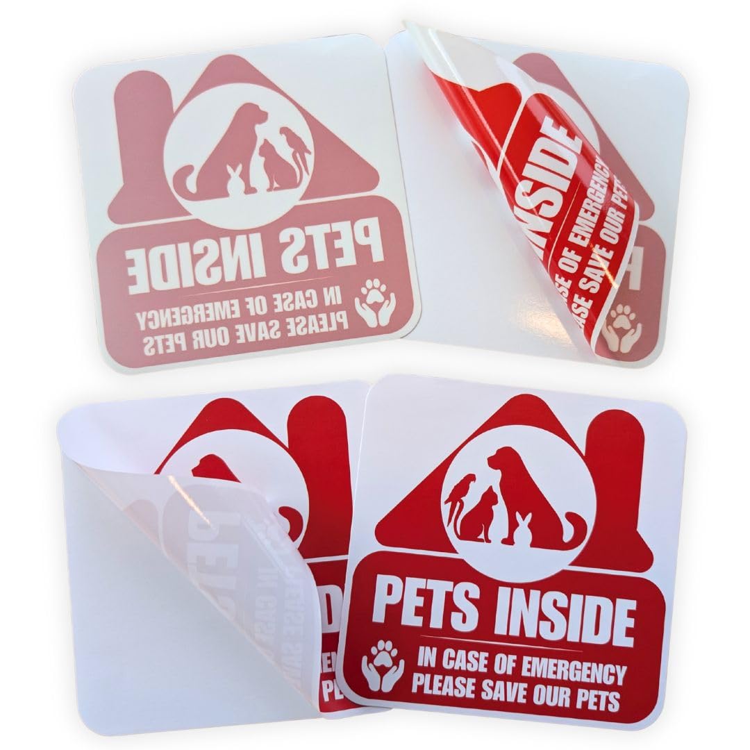 Autocollants d'alerte animaux TOTOMO en vinyle résistant 12,7x12,7 cm pour porte et fenêtre lot de 4
