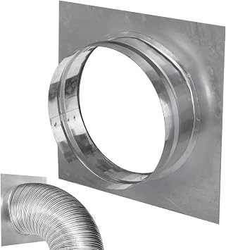 yeesport 6 In Duct Connector Flange, Anti-Rust Galvanized Iron Duct Connector, Round Pipe Connector with Square Base, Straight or Flex Pipe Flange for Heating, Cooling