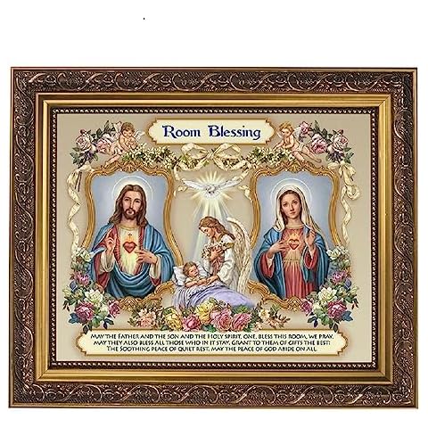 Gerffert Collection Sacred Hearts Room Blessing Framed House Blessings Print, 13 Inch (Ornate Gold Tone Finish Frame) Cover