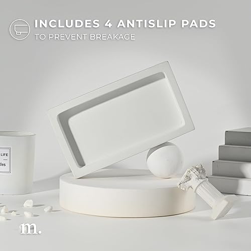 Miniatura 5 de MaisoNovo Bandeja de hormigón blanco para encimera de baño Bandejas de baño para mostrador Bandeja de jabón para cocina Bandeja Blanca,Bandeja