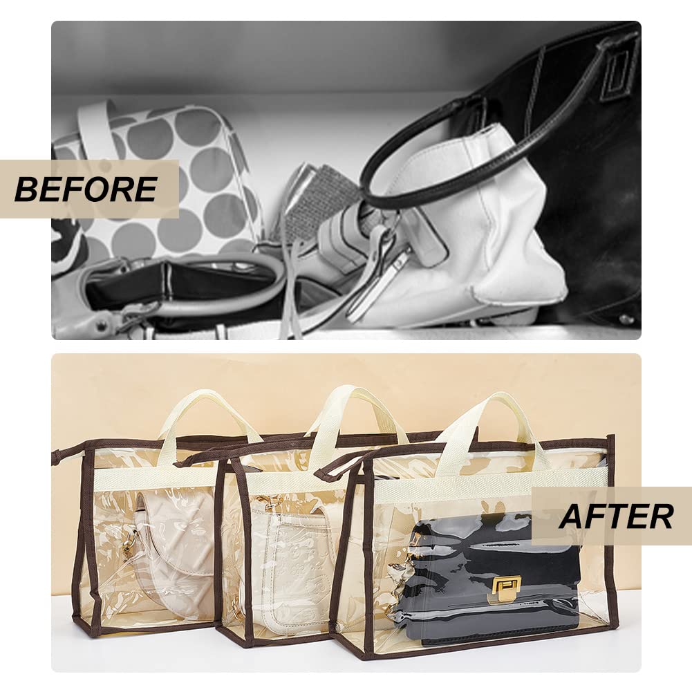 PH PandaHall 5 Pack Dust Bags for Handbags, Clear Handbag Storage Purse Organizer Hanging Purse Dust Cover Bag with Zipper Handle for Small Bags Clutches Storage Closet Door Shelf, 8.9x12.8x3.7 inch