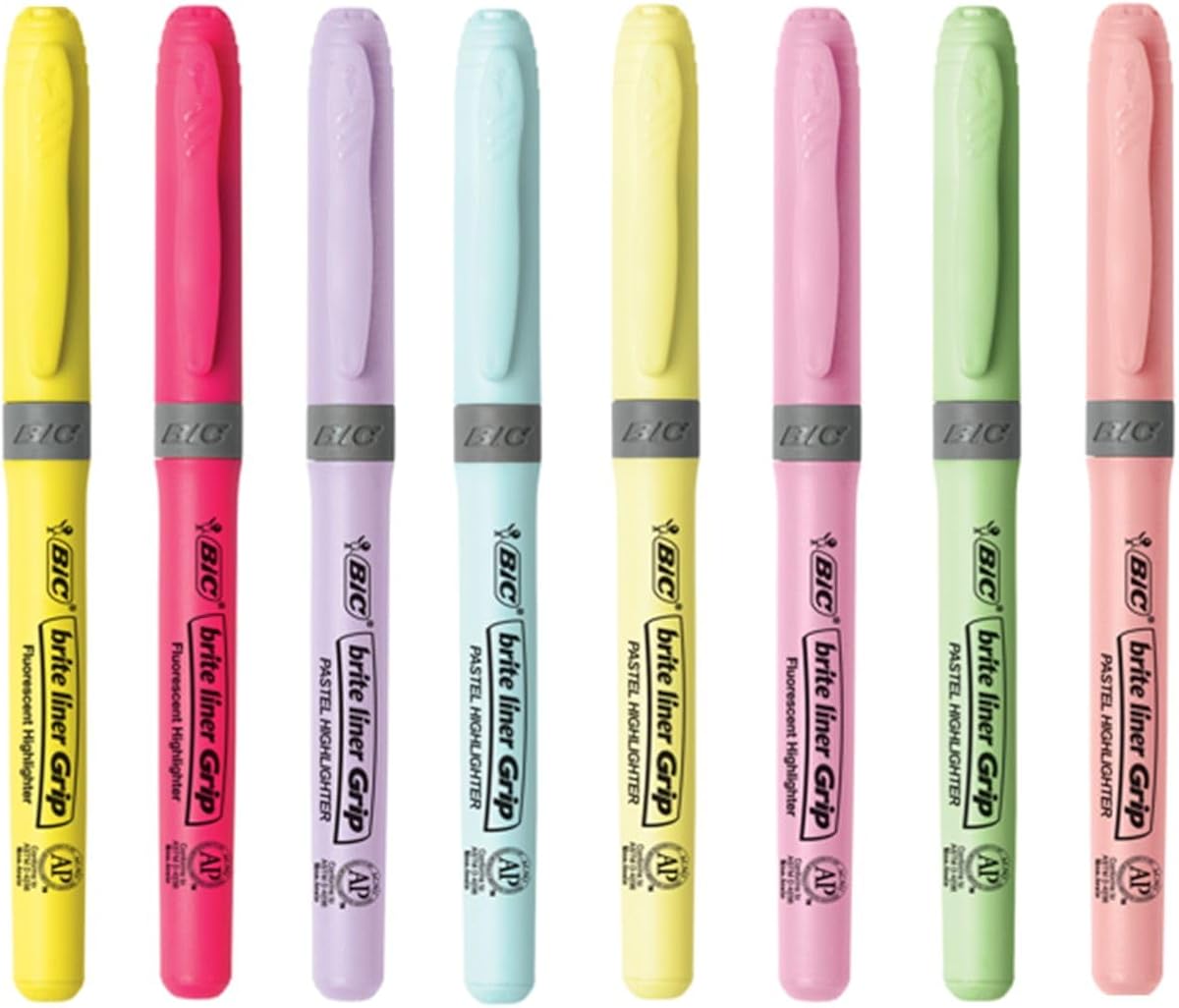 BIC Japan MHL8UNT Highlighter Marking Highlighter Grip Set, 8 Pieces, Assorted