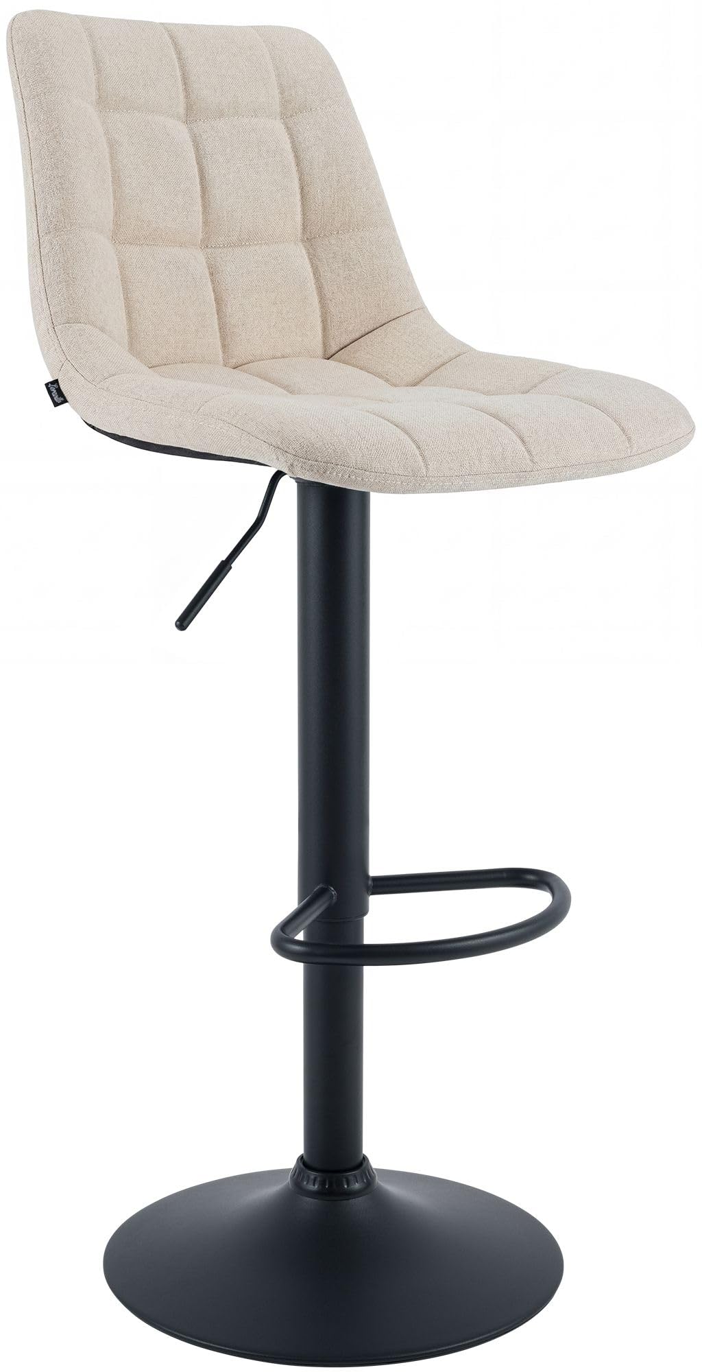 CLP Tabouret de Bar Mapun, Chaise de Bar reglable en Hauteur et pivotante a 360 degres, rembourree, Structure Metallique pour Cuisine, ilot, Couleur:crème, Matériel:Tissu