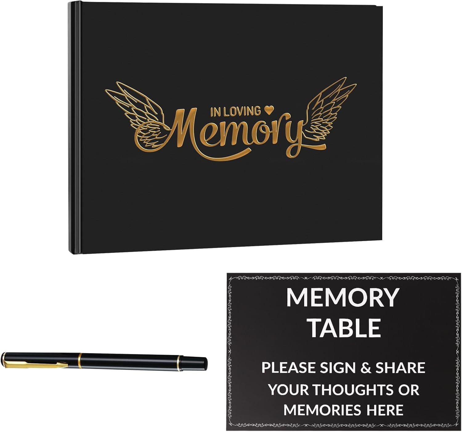 Hugestar Funeral Guest Book with Leather Cover, in Loving