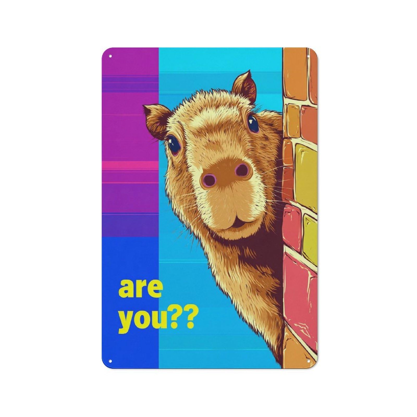 Junmoney Curious Capybara Peeking Metal Plaque 30X20cm With For Garage Wall, Rustic Decor, For Vintage Wall Decor Fans, For Themed Room Decoration