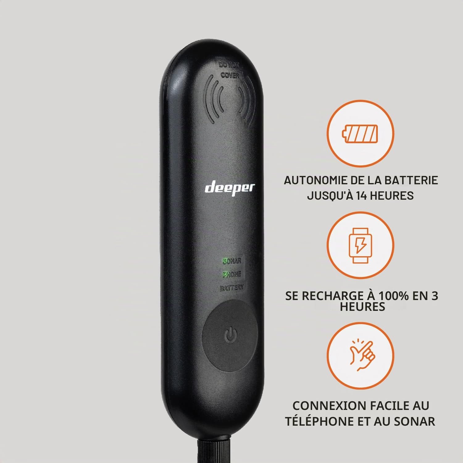 Kit amplificateur de portée Deeper avec Support pour téléphone et amplificateur de portée, Accessoires de pêche, prolongateur de portée Wi-FI pour pêche à la Carpe Compatible avec Le sondeur Deeper