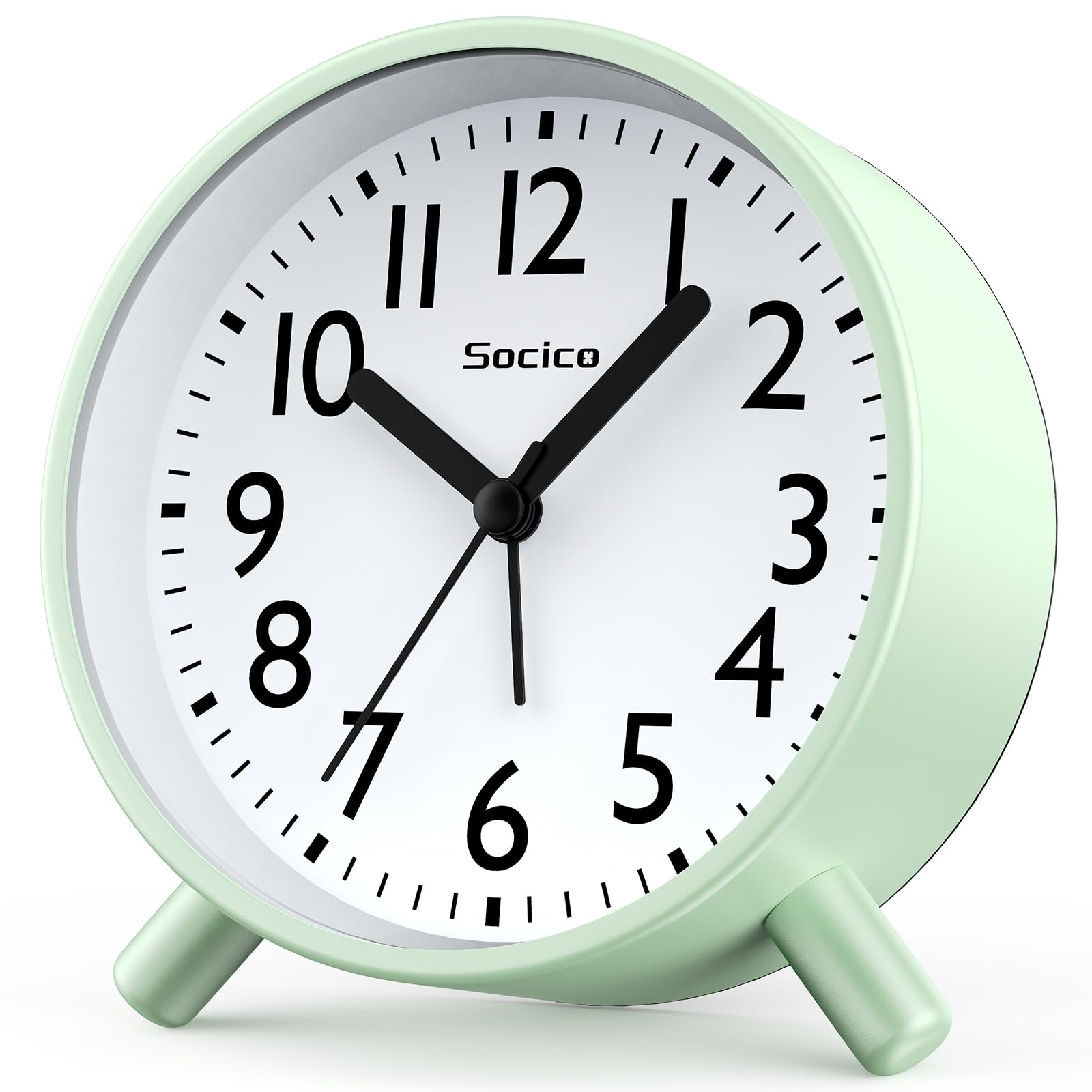 SOCICO Analoger Wecker Runde Retro-Metall-Nachttischuhr – Batteriebetrieben mit Nachtlicht und Schlummerfunktion für Büro Schlafzimmer Reise Geschenk für Kinder & Erwachsene