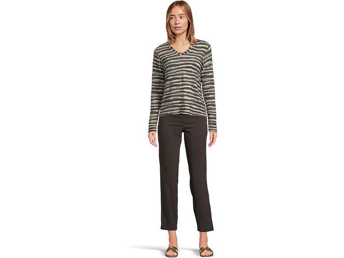 Long Sleeve Stripe V-neck Knit Top - Image 4