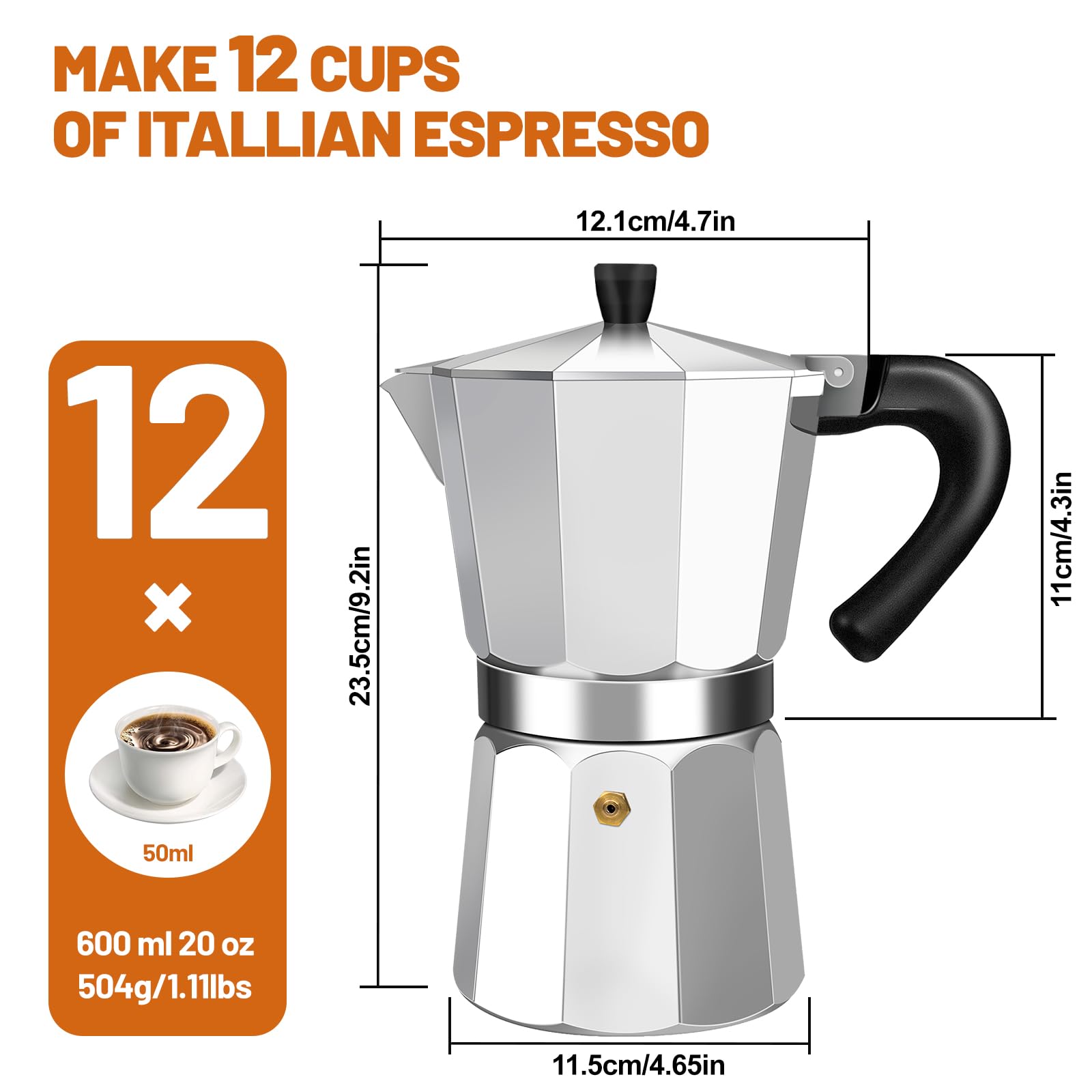 Amazon.com: DITOSH Cafetera Moka de Aluminio para Estufa de 12