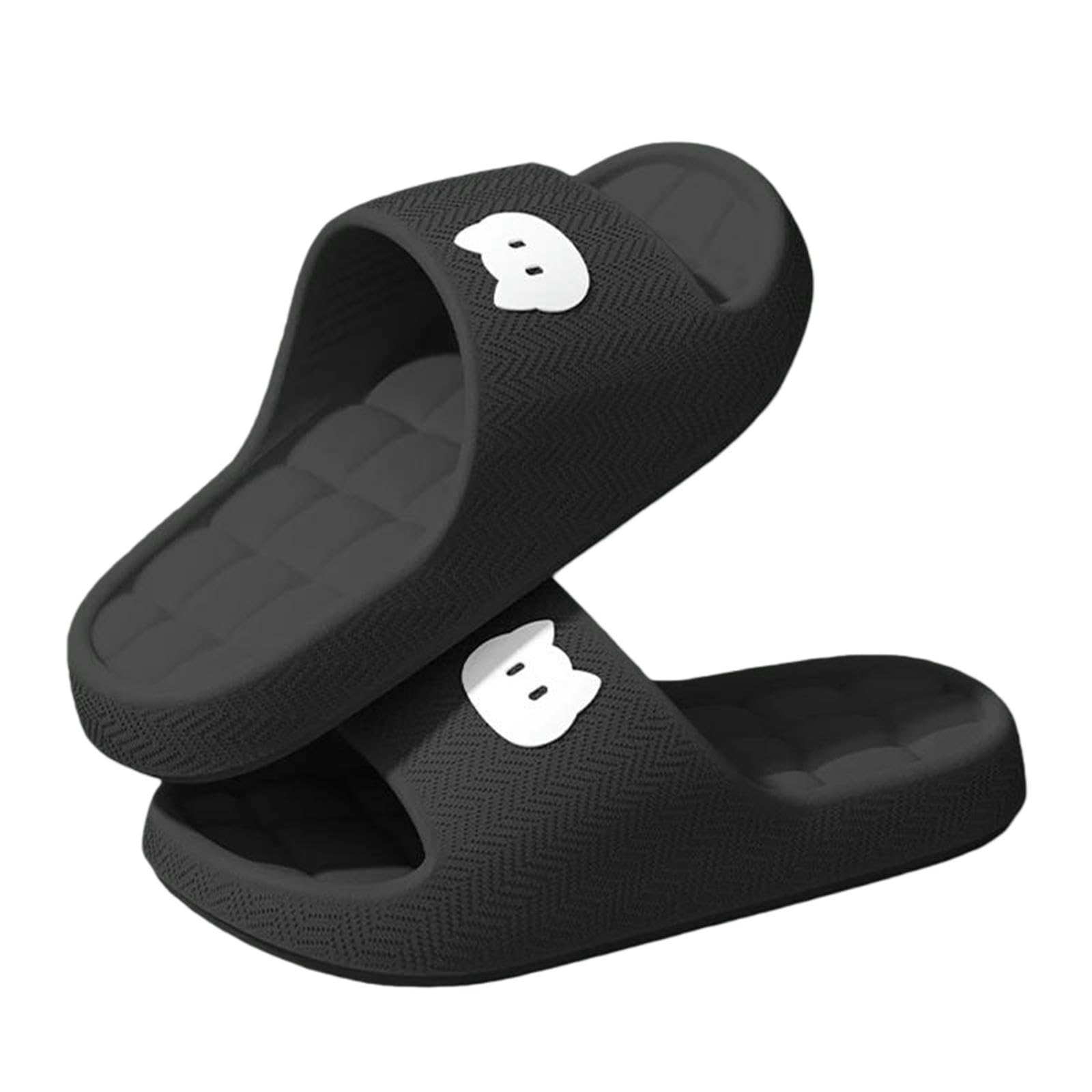 Gyios Summer Slippers Indoor Platform For Women Eva Soft Sole Couple Cloud Woman Comfortable Anti Slip Bathroom Slides-black-38-39